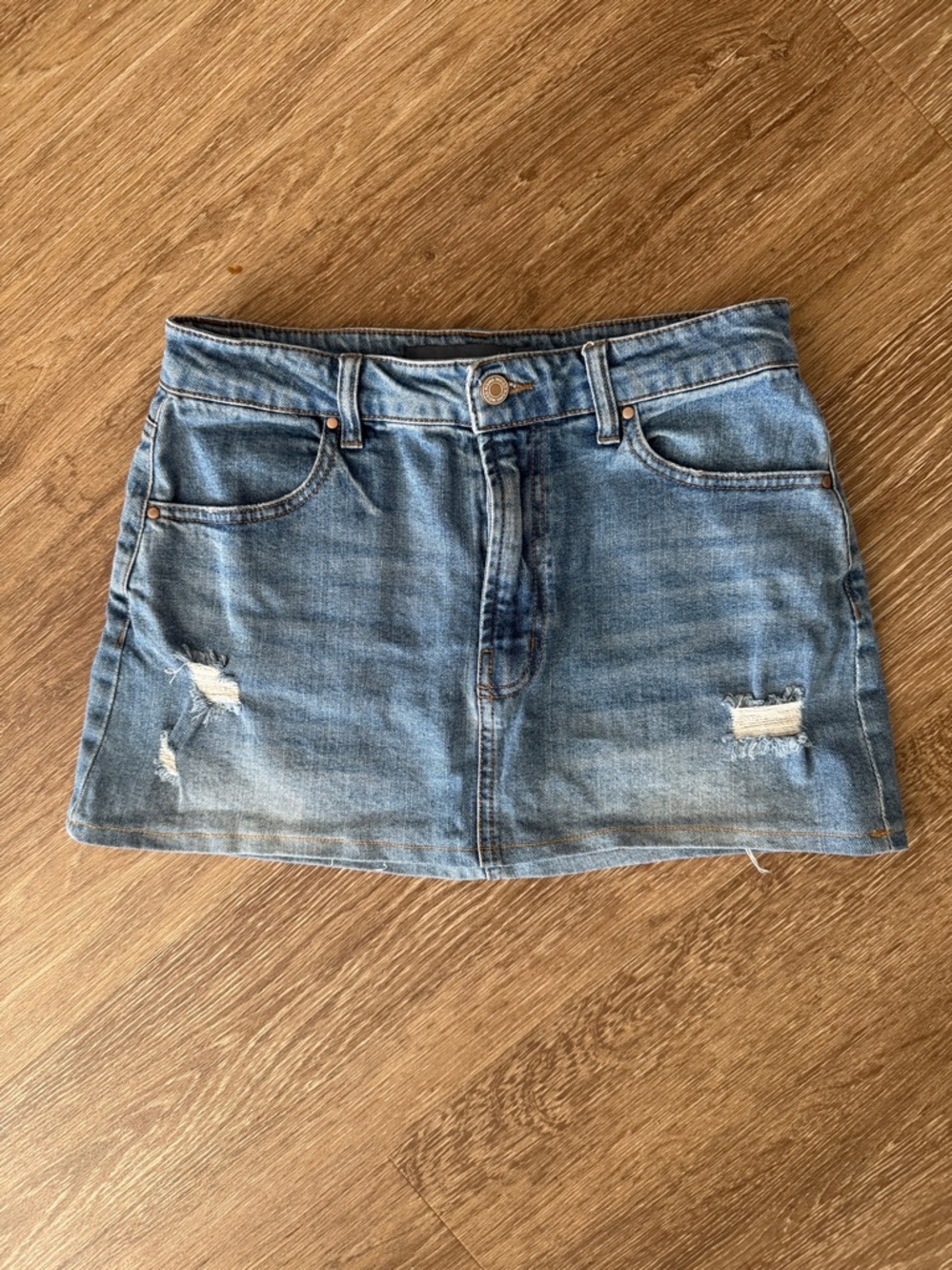 Indigo Rising Denim Skirt Distressed size small Y2k Style Mini Skirt